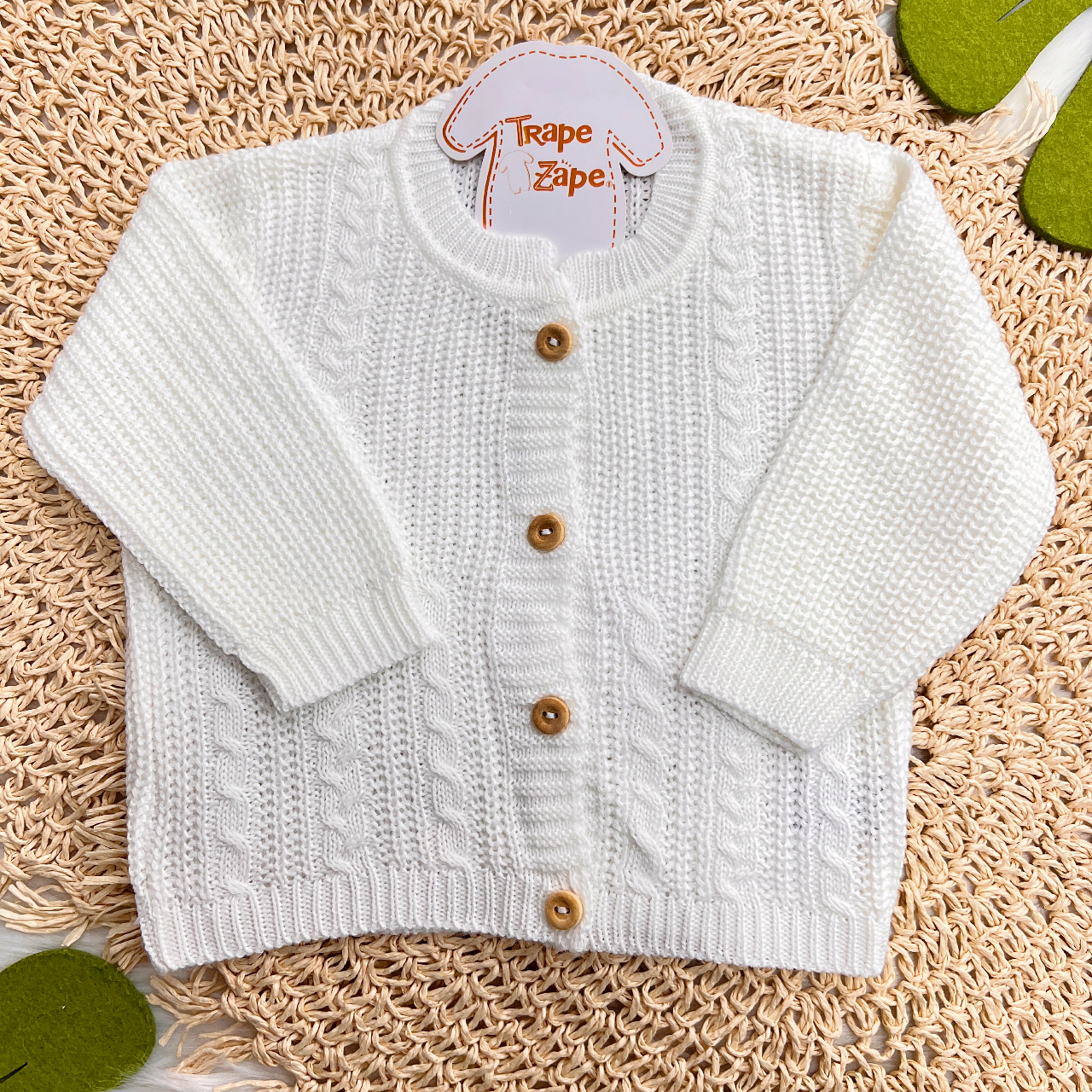 Casaco de Linha Ponto Alto com Botões - Off White